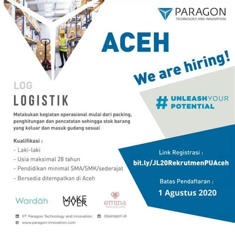 Perusahaan yang diminati oleh pencari kerja. Lowongan Kerja Aceh: PT PARAGON TECHNOLOGY AND INNOVATION