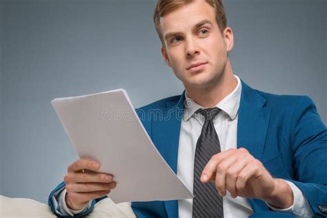 Handsome Man Holding Papers Stock Image Image Of Business Career