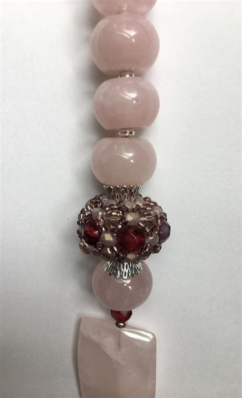 Natural Pink Rose Quartz Beaded Necklace Etsy