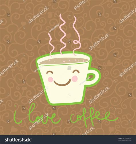 Smiling Coffee Cup Cute Cartoon Illustration Stock Illustration