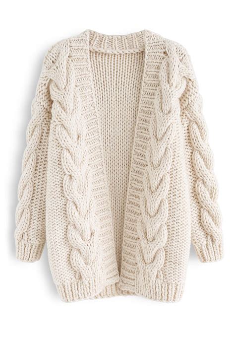 Grobe Strickjacke Mit Zopfmuster Strickjacke Stricken Strickjacke