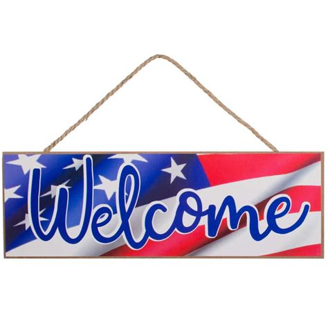 Patriotic American Flag Welcome Sign 15 X 5 4th Of July President