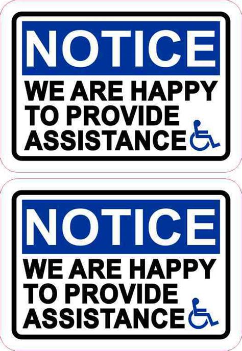 35in X 25in Handicap We Are Happy To Provide Assistance Vinyl Stickers