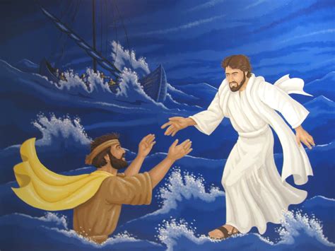 Jesus Walking On Water And Helping Peter In The Storm Pictures Free