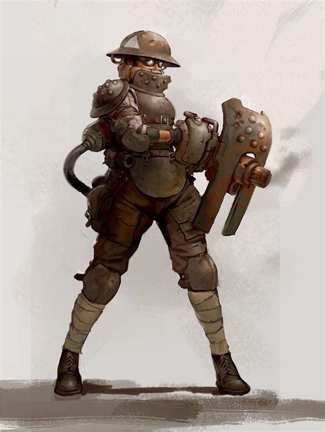 Heavy Gunner Guillaume Menuel Dieselpunk Concept Art Characters