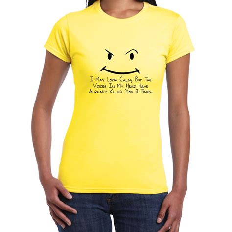 Womens Funny Sayings Slogans T Shirts-I May Look Calm tshirt | eBay