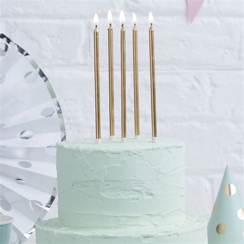 Gold Extra Tall Birthday Cake Candles By Ginger Ray