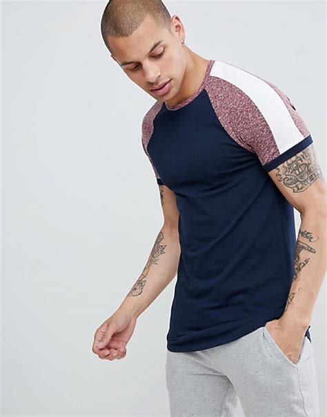 Asos Design Muscle Fit Longline T Shirt With Curved Hem And Contrast