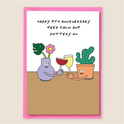 9th anniversary card pottery wedding anniversary card by i am a