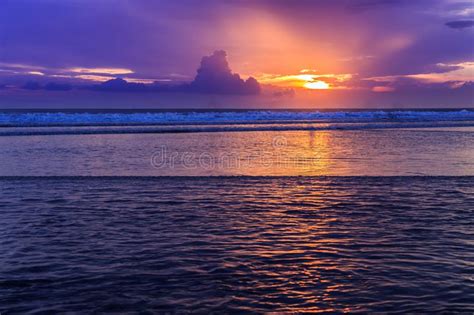 Dramatic Sunset In Kuta Beach Bali Indonesia Stock Image