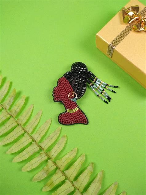 African Woman Bead Brooch Black Girl Pin Blm Black Lives Etsy