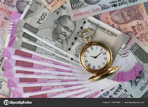 Malaysian ringgit (myr) to indian rupee (inr) converter. New Indian Rupees Currency with antique time watch — Stock ...