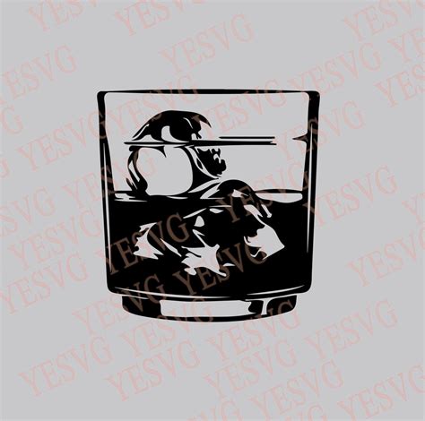 Bourbon Glass SVG Whiskey Scotch With Ice Drinks Tumbler Etsy