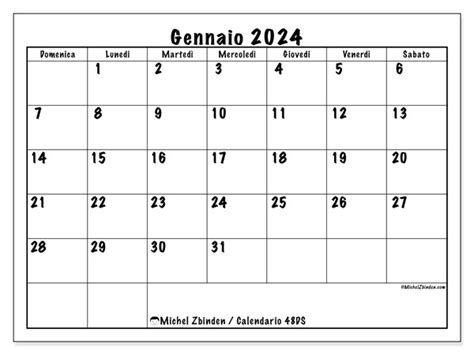 Calendario Gennaio 2024 48ds Michel Zbinden Ch