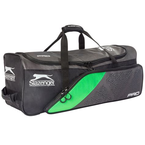 Slazenger V Series Pro Wheelie Cricket Bag Blackgreen Sports Kitbag