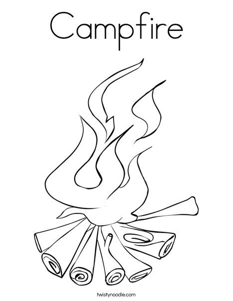 Campfire Coloring Page Twisty Noodle