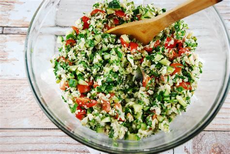 Make a roasted vegetable salad instead of bean salad for a side dish. Low Carb Cauliflower Tabbouleh Recipe - 4 Points + - LaaLoosh