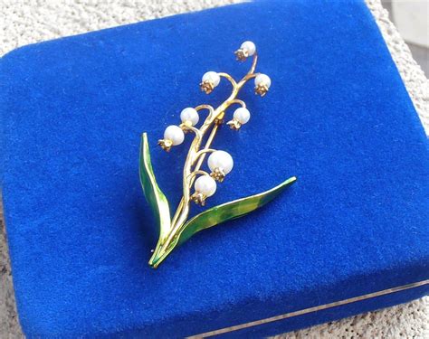 mma sterling enamel lily of the valley pearl brooch metropolitan museum of art etsy brooch