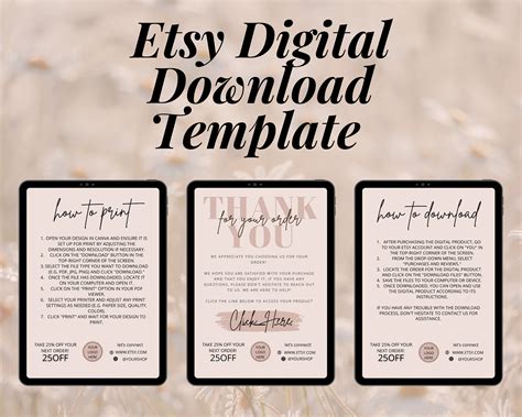 Etsy Digital Product Templates Thank You Note For Digital Etsy