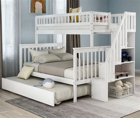Espresso twin bunk bed over with trundle bed and end ladder. Harper&Bright Designs Twin Over Full Bunk Bed with Trundle ...