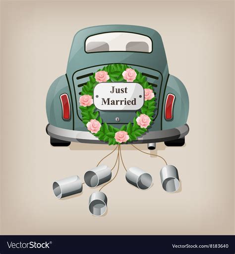 Just Married On Car Wedding Car Royalty Free Vector Image