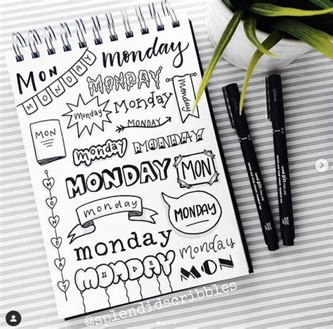 20 Bullet Journal Monday Font Ideas And Also For All Other Days