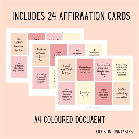 Printable Affirmation Cards For Confidence Printable Etsy