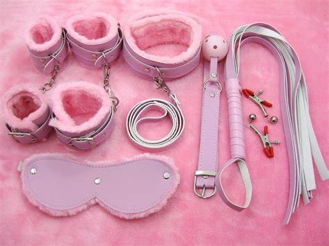 Pink Plush Bound Seven Piece Set Of Alternative Toys Bdsm Couples Sex Toys Bondage Gear Fetish