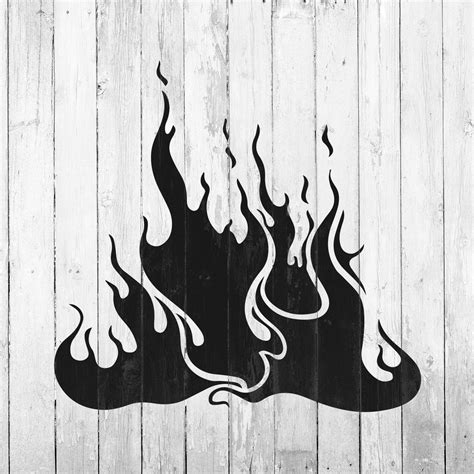 Flames Stencil Template Of Fire Burning For Diy Crafts Stencil Revolution