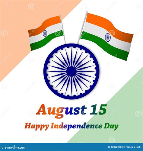 Happy Independence Day India August 15greeting Card Vector Stock