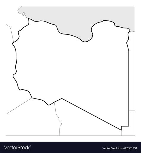 Map Libya Black Thick Outline Highlighted Vector Image