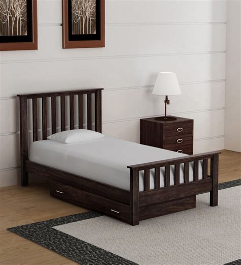 Buy Abbey Solid Wood Single Bed With Drawer Storage In Warm Chestnut Finish By Woodsworth Online