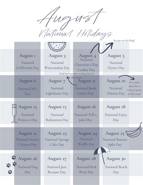 August Holidays The Gr Guide