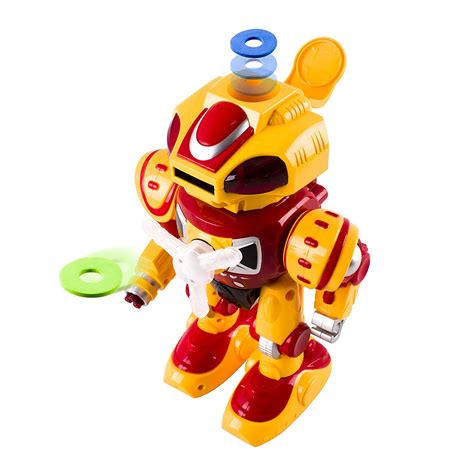 Super Android Toy Robot With Disc Shooting Walking Flashing Lights And