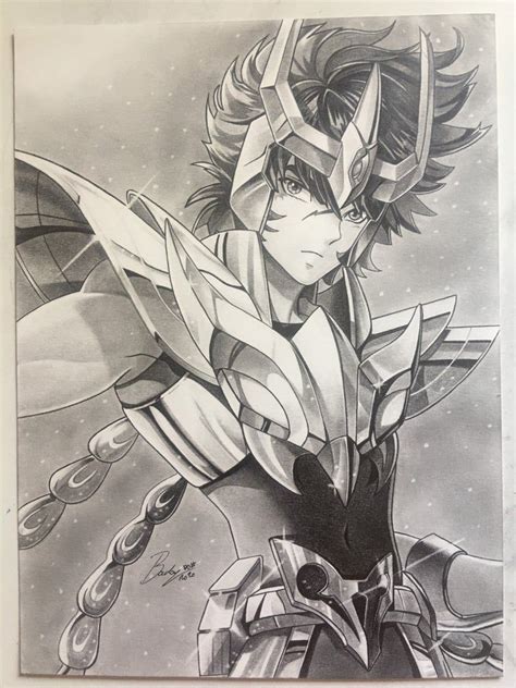 Saint Seiya Original Graphite Pencil Drawing Of Phoenix Ikki Etsy