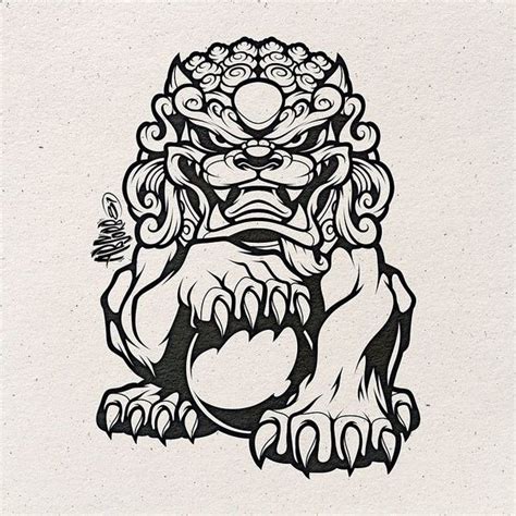 Japanese Foo Dog Tattoo Designs Sketch Coloring Page