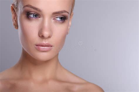Beautiful Woman Isolated On Grey Background Stock Image Image Of