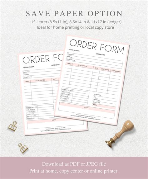Order Form Template Phone Orders Ordering Numbers Etsy Business