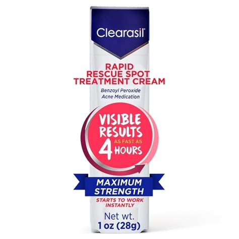 Clearasil Benzoyl Peroxide Rapid Rescue Spot Treatment Acne Cream 1 Fl