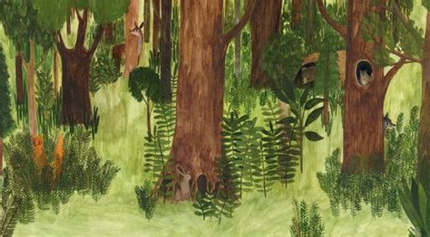Watercolor big green tree in village landscape. New Children's Books Explore the World in the Woods - The ...