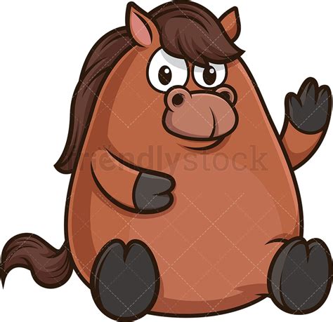 Fat Horse Cartoon Clipart Vector Friendlystock
