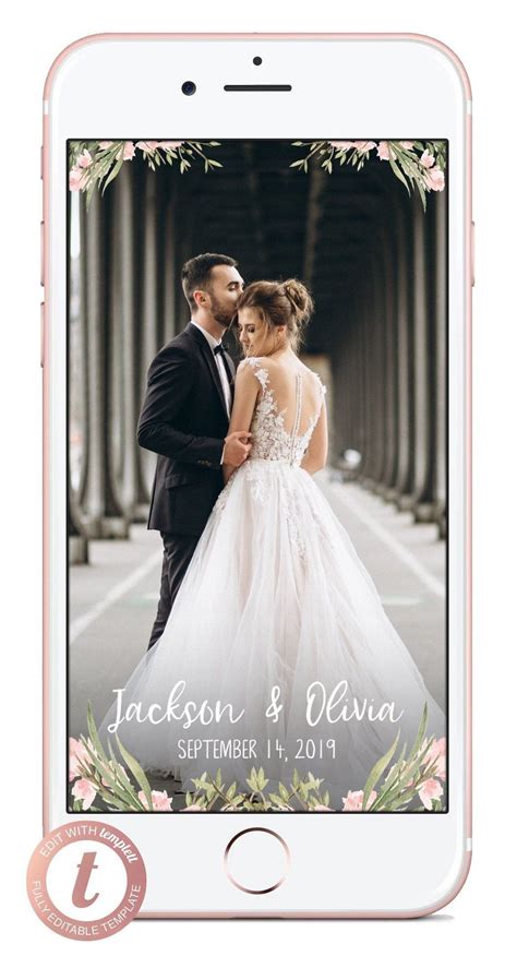 Floral Wedding Snapchat Filter Personalized Flower Geofilter Etsy
