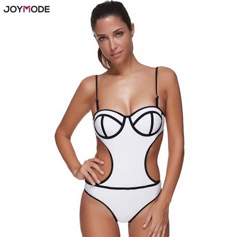 Joymode One Piece Beachwear Monokini Sexy Women Bodycon Solid White