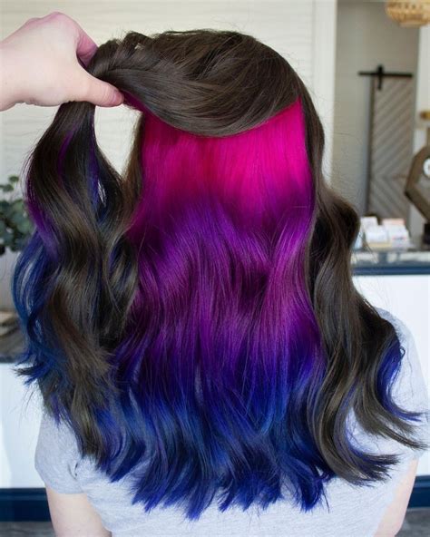 Brown Hair With Purple Peekaboo Highlights