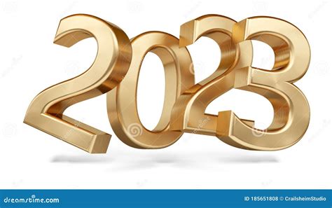 2023 Golden Bold Letters Isolated On White 3d Illustration Stock Photo
