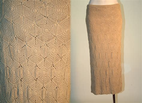 Bohemian Crochet Nude Illusion Vintage Maxi Skirt Houseofstylevintage