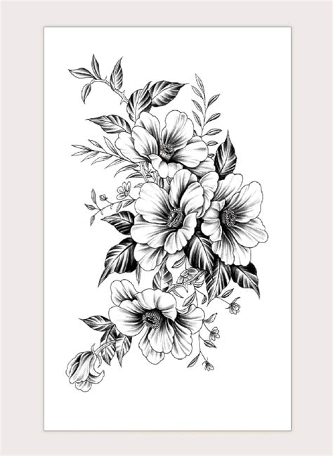 Large Floral Temporary Tattoos Shoulder Tattoo Flower For Etsy