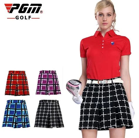 Pgm British Style Golf Lady Plaid Shorts Skirt Anti Leakage Women Golf