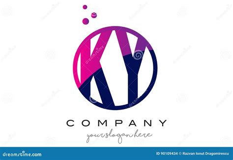 ky k y circle letter logo design with purple dots bubbles stock vector illustration of
