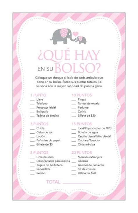 Instant Download Spanish Pink Elephant Baby Shower Games Spanish What